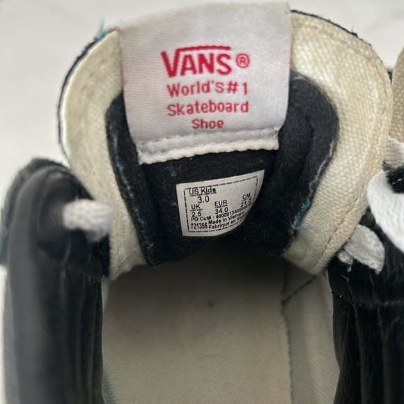 Vans Sk8-Hi Shoes Little Kids Skater Sneakers size 3 Black True white - Picture 9 of 12